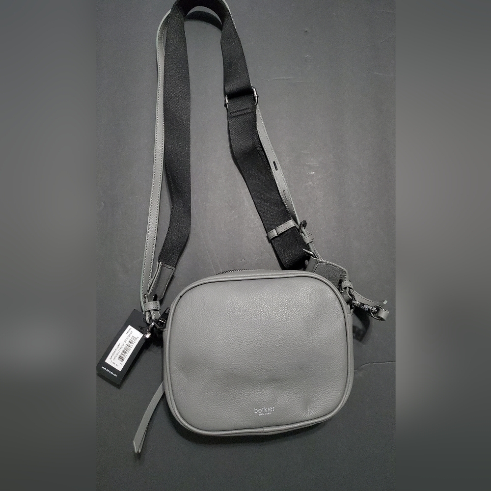 Botkier gray smoke Chelsea pebble Leather Camera double strap‎ Crossbody Bag new